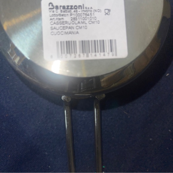 BARAZZONI S.P.A. Steinless Steel Saucepan 10 Cm Diameter MADE IN ITALY NWT - Picture 7 of 16